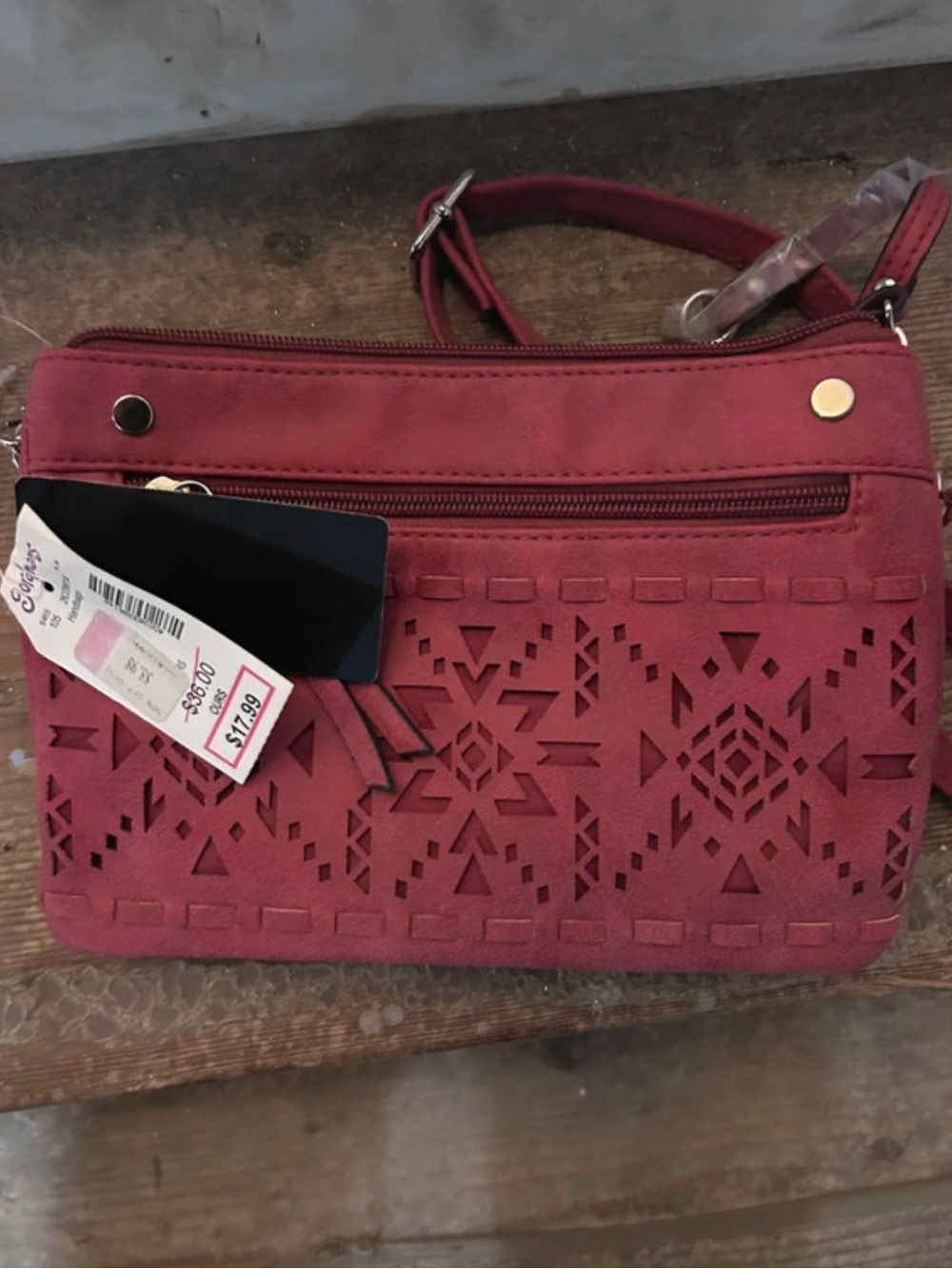 Laser-Cut Crossbody Bag in Raspberry Pink - Stylish Everyday Carry